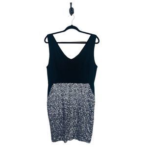 5 for $30 Metaphor Sequin V-Neck Dress Black & Silver Women’s Size Large EUC
